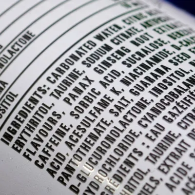 Food ingredients label