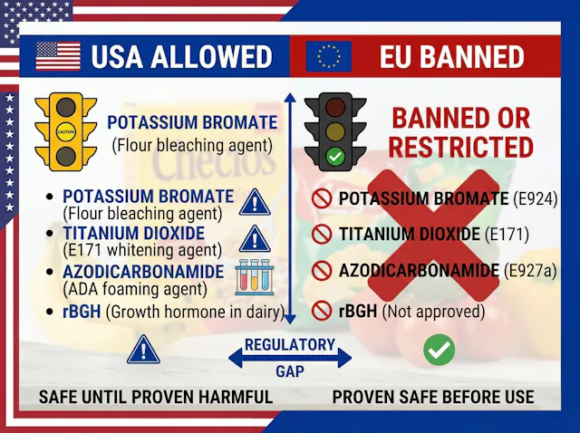 Banned additive USA FDA vs EU EFSA